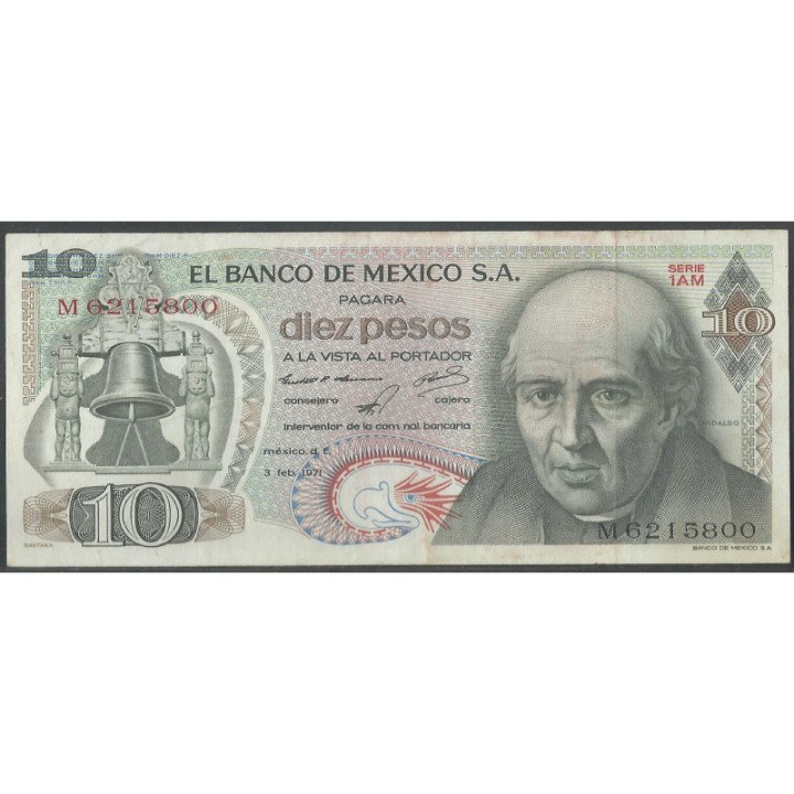 Mexico 10 Pesos 3 Feb 1971 Serie 1AM P63d