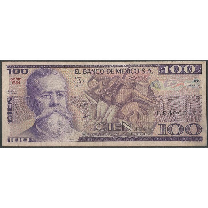 Mexico 100 Pesos 27 Ene 1981 Serie SM P74a
