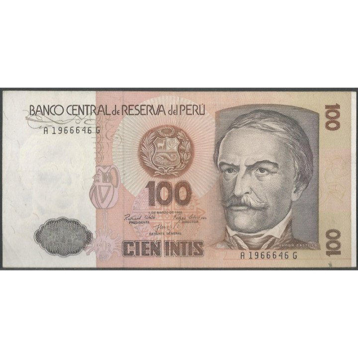 Peru 100 Intis 1 Mar 1985 P132a