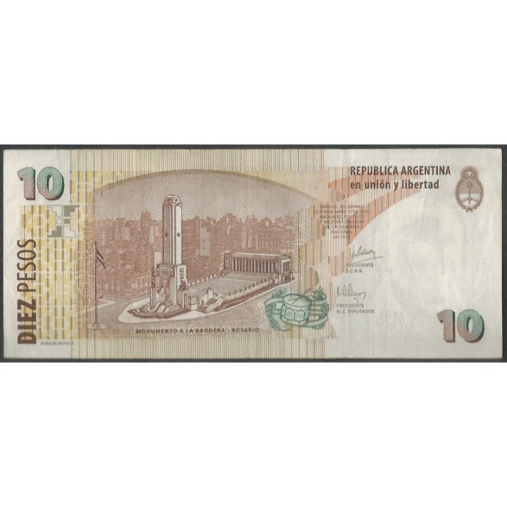 Argentina 10 Pesos ND2003 Serie H P354a reverso