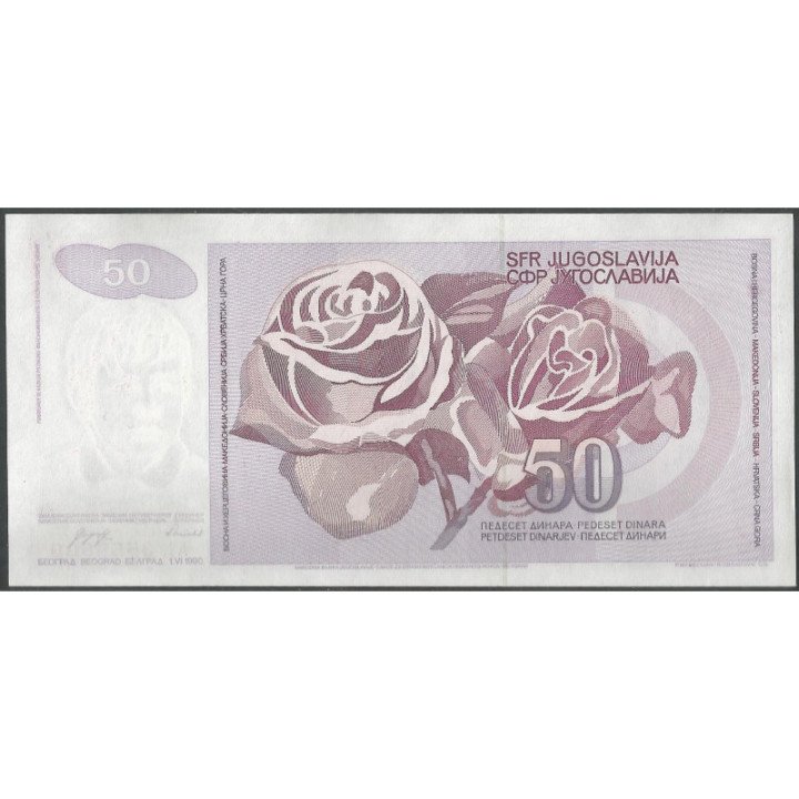 Yugoeslavia 50 Dinara 1 Jun 1990 P104 reverso