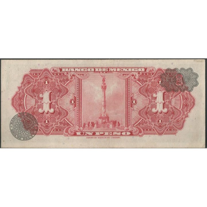 Mexico 1 Peso 27 Ago 1969 Serie BGH P59k reverso