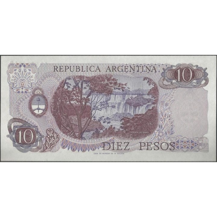 Argentina 10 Pesos ND1973-6 Serie D P295 reverso