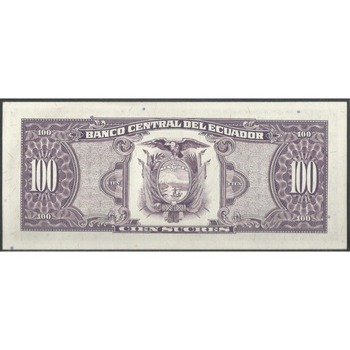 Ecuador 100 Sucres 11 Oct 1991 WA P123Aa reverso