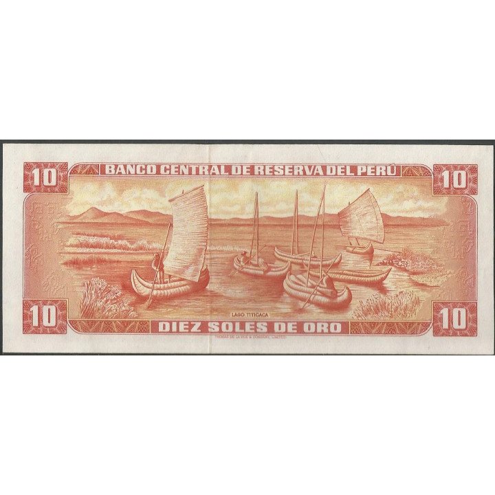 Peru 10 Soles 16 Oct 1970 P100b reverso