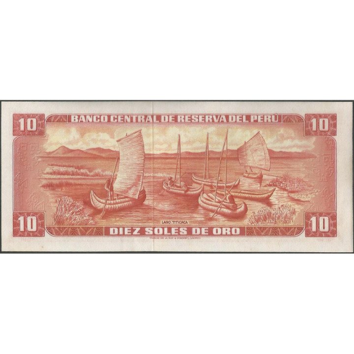 Peru 10 Soles 9 Sep 1971 P100b reverso