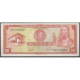 Peru 10 Soles 4 May 1972 P100c