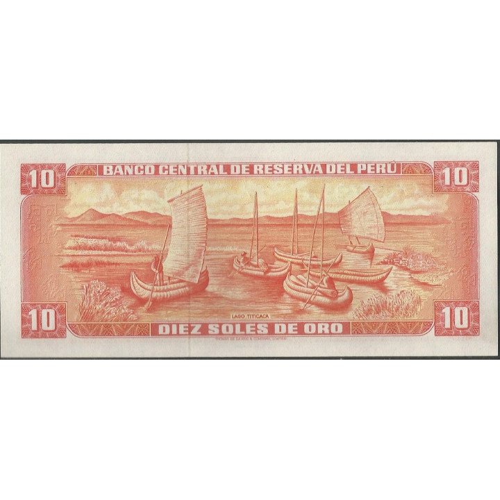 Peru 10 Soles 24 May 1973 P100c reverso