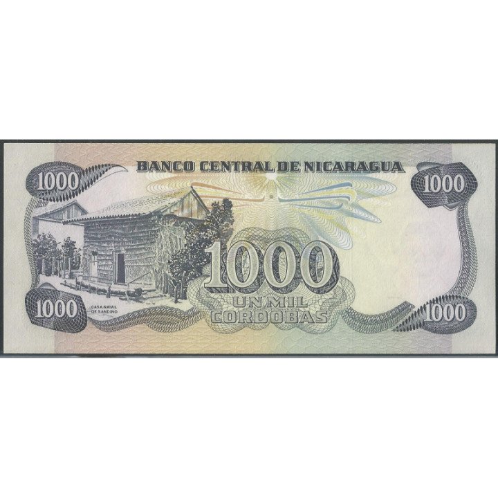 Nicaragua 1.000 Cordobas 1985 P145 reverso