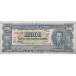 Bolivia 10.000 Bolivianos L 20 Dic 1945 Serie V1 P151