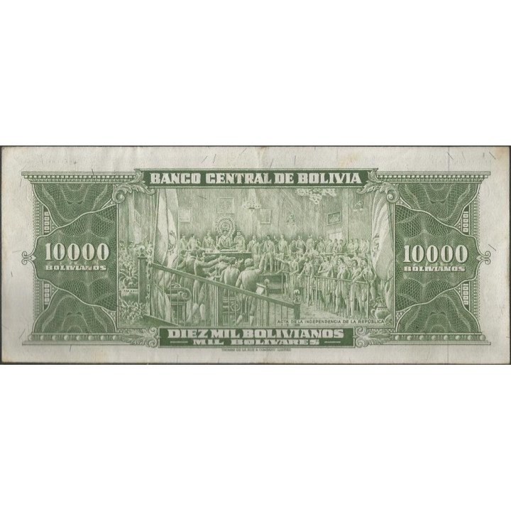 Bolivia 10.000 Bolivianos L 20 Dic 1945 Serie V1 P151 reverso