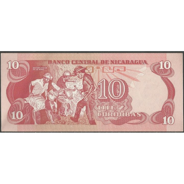 Nicaragua 10 Cordobas D1979 P134 reverso