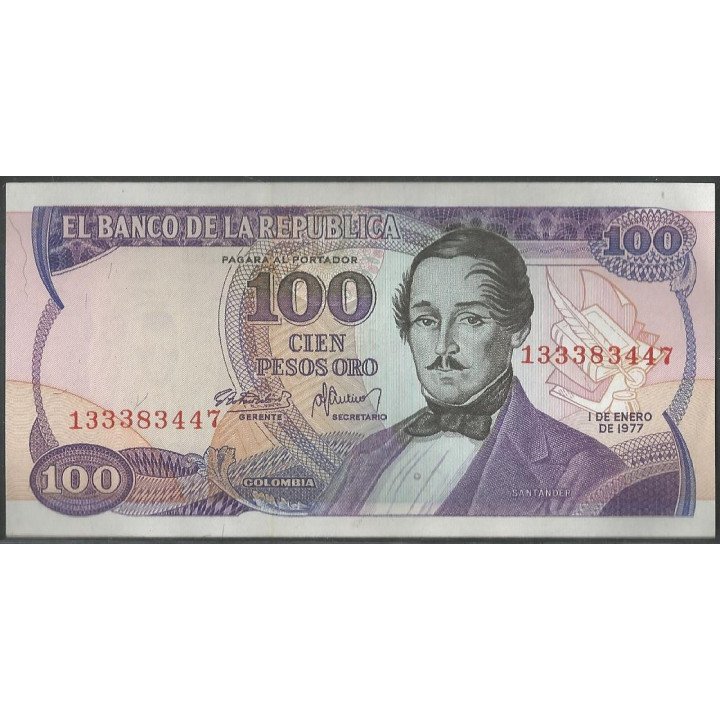 Billete de 100 Pesos 1 Ene 1977 9 dig. BGW309