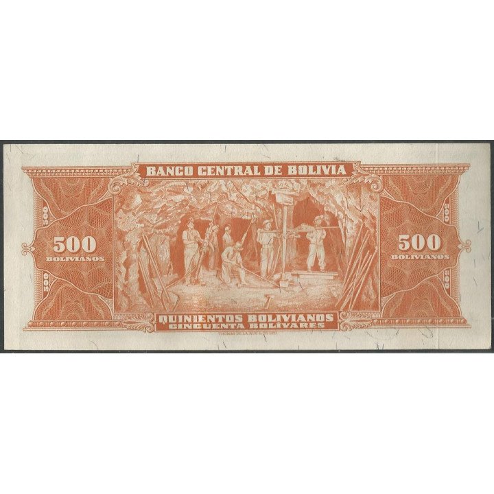 Bolivia 500 Bolivianos L 20 Dic 1945 Serie A P148 reverso