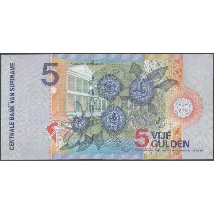 Suriname 5 Gulden 1 Ene 2000 P146 reverso