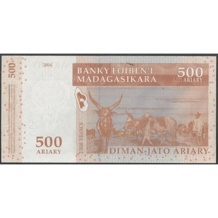 Madagascar 500 Ariary 2004 P88b reverso