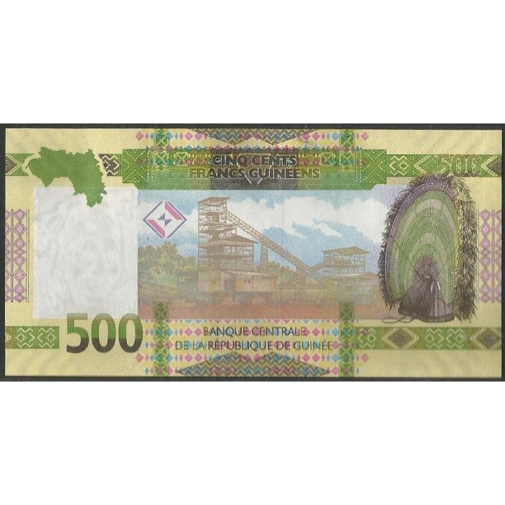 Guinea 500 Francs 2018 P52 reverso