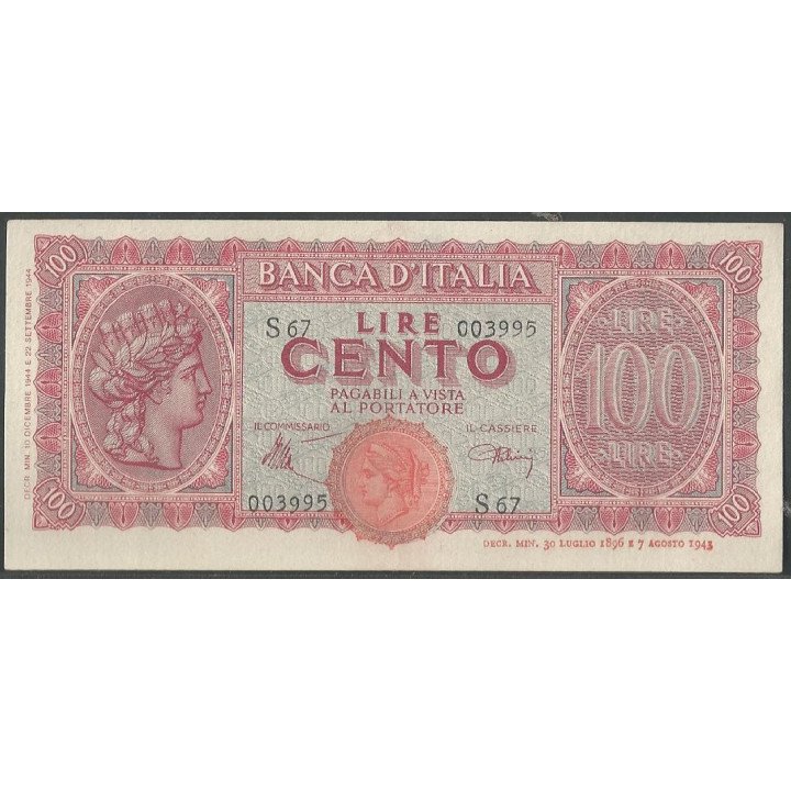 Italia 100 Liras 12 Dic 1944 P75a