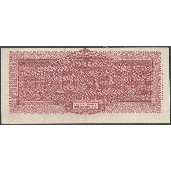 Italia 100 Liras 12 Dic 1944 P75a reverso