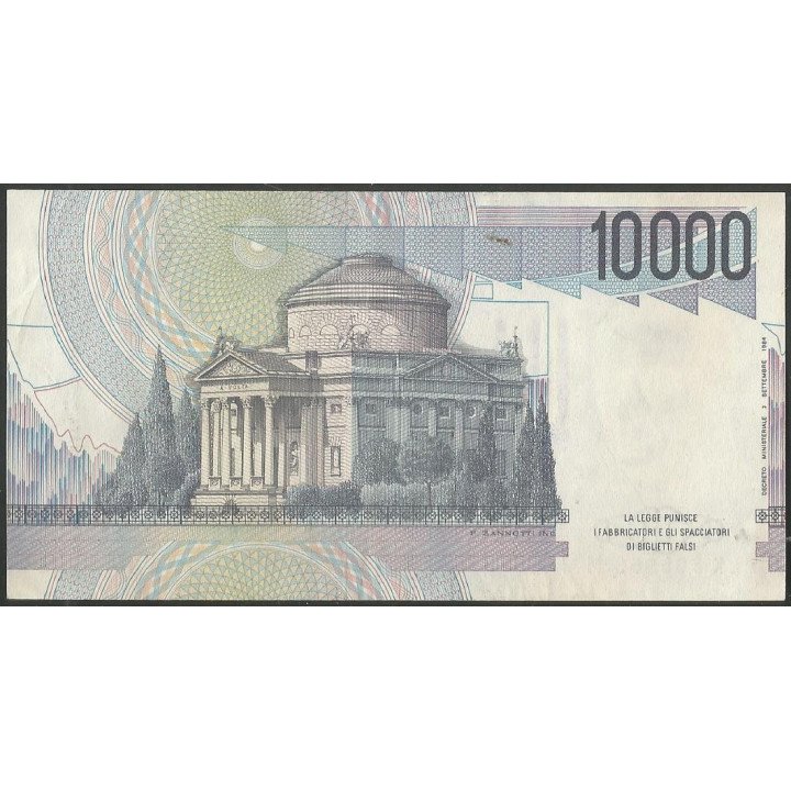 Italia 10.000 Liras 3 Sep 1984 P112d reverso