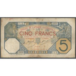 Africa Occidental Francesa, 5 Francs 13 Ene 1928 P5Be