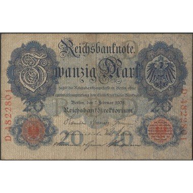 Alemania, 20 Mark 7 Feb 1908 P31