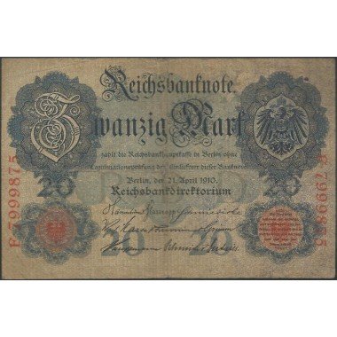 Alemania, 20 Mark 21 Abr 1910 P40b