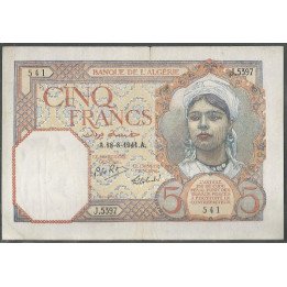 Argelia, 5 Francs 18 Ago 1941 P77b