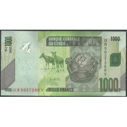 Rep Democratica del Congo, 1.000 Francs 4 Ene 2022 P101d