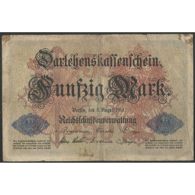 Alemania, 50 Mark 5 Ago 1914 P49a