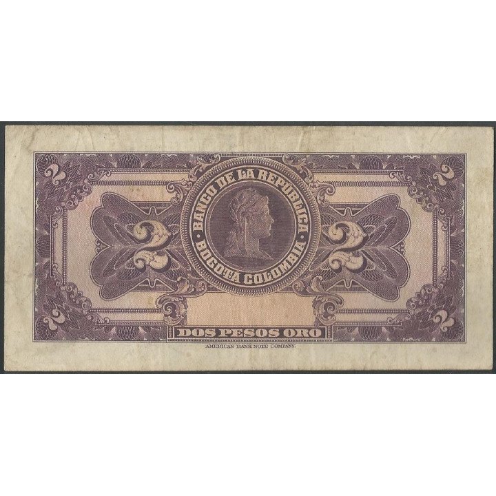 Billete de 2 Pesos 1 Ene 1955 8 Dig BGW092 reverso