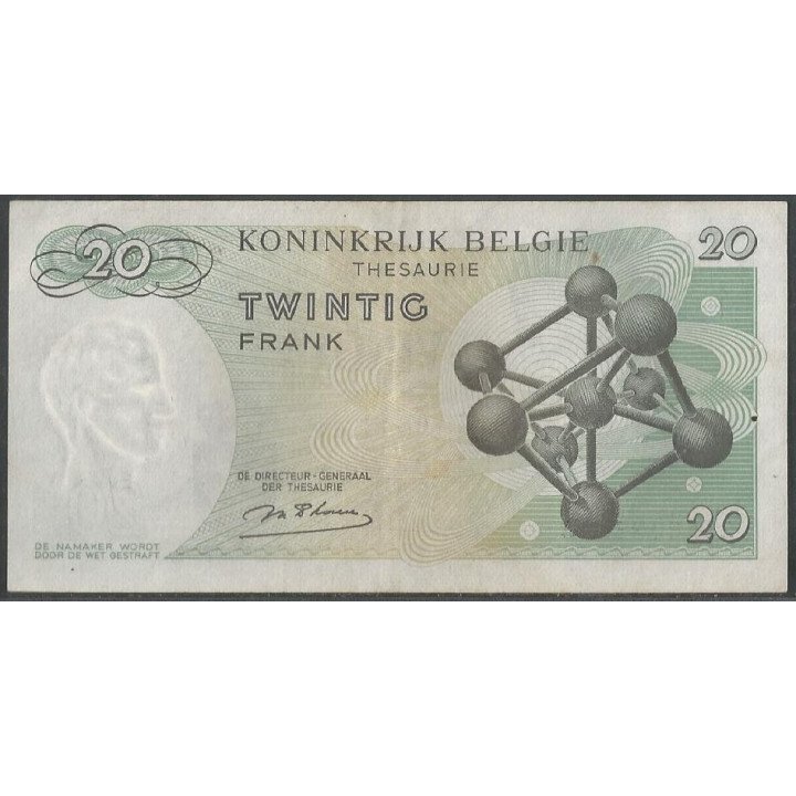 Belgica 20 Francs 15 Jun 1964 Firma 18 P138 reverso