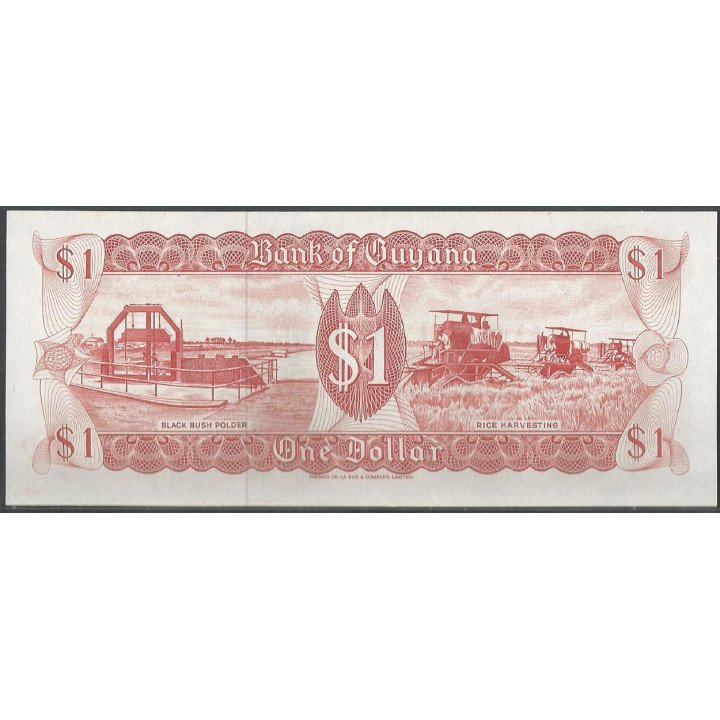 Guyana 1 Dollar ND1992 Firma 8 P21g reverso