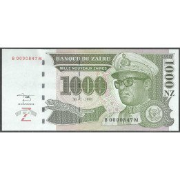 Zaire, 1.000 Nuevos Zaires 30 Ene 1995 P66a