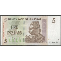 Zimbabwe, 5 Dollars 2007 P66