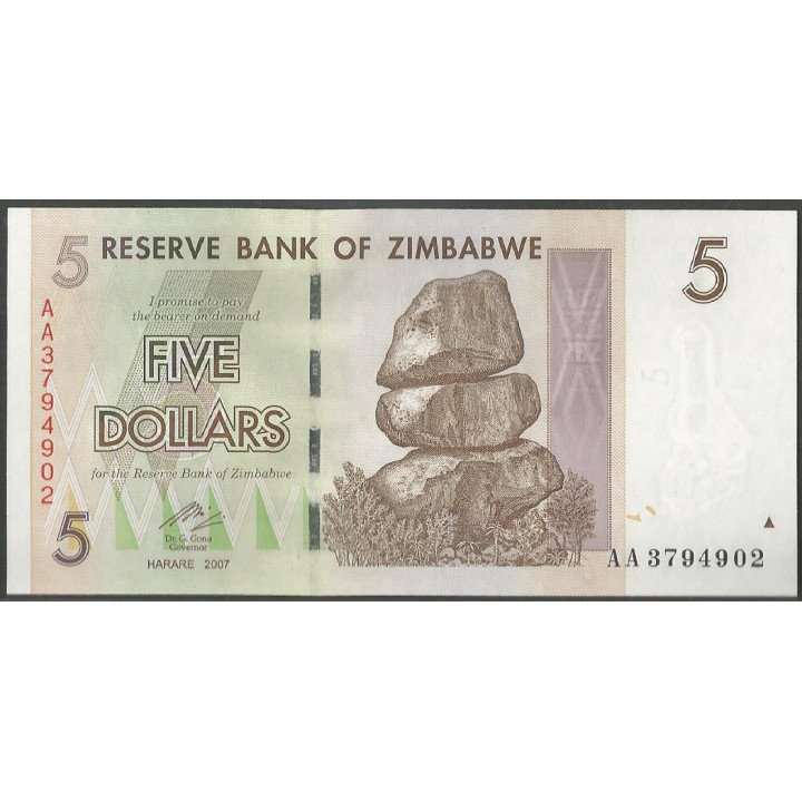 Zimbabwe, 5 Dollars 2007 P66
