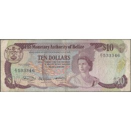 Belize, 10 Dollars 1 Jun 1980 P40a