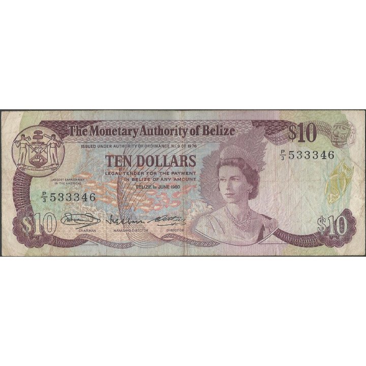 Belize, 10 Dollars 1 Jun 1980 P40a