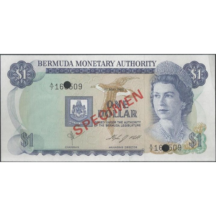 Bermuda, 1 Dollar 1 May 1984 Specimen P28bS