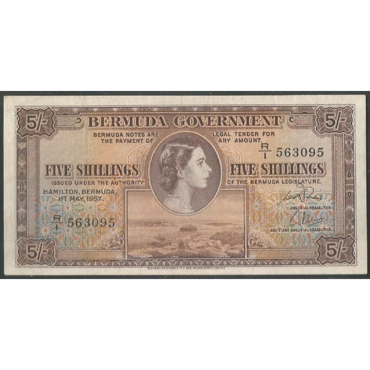 Bermuda, 5 Shillings 1 May 1957 P18b