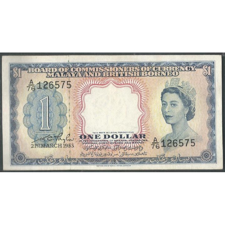 Malaya & British Borneo, 1 Dollar 21 Mar 1953 P1a