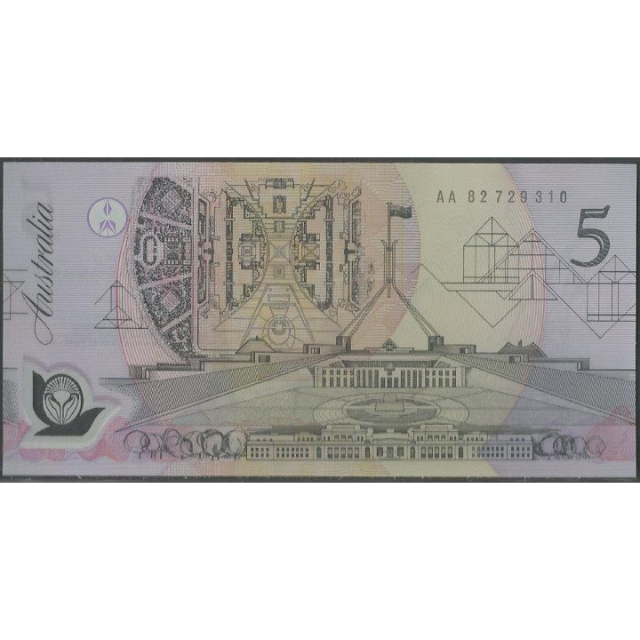 Australia, 5 Dollars ND1992 AA Negra P50a1