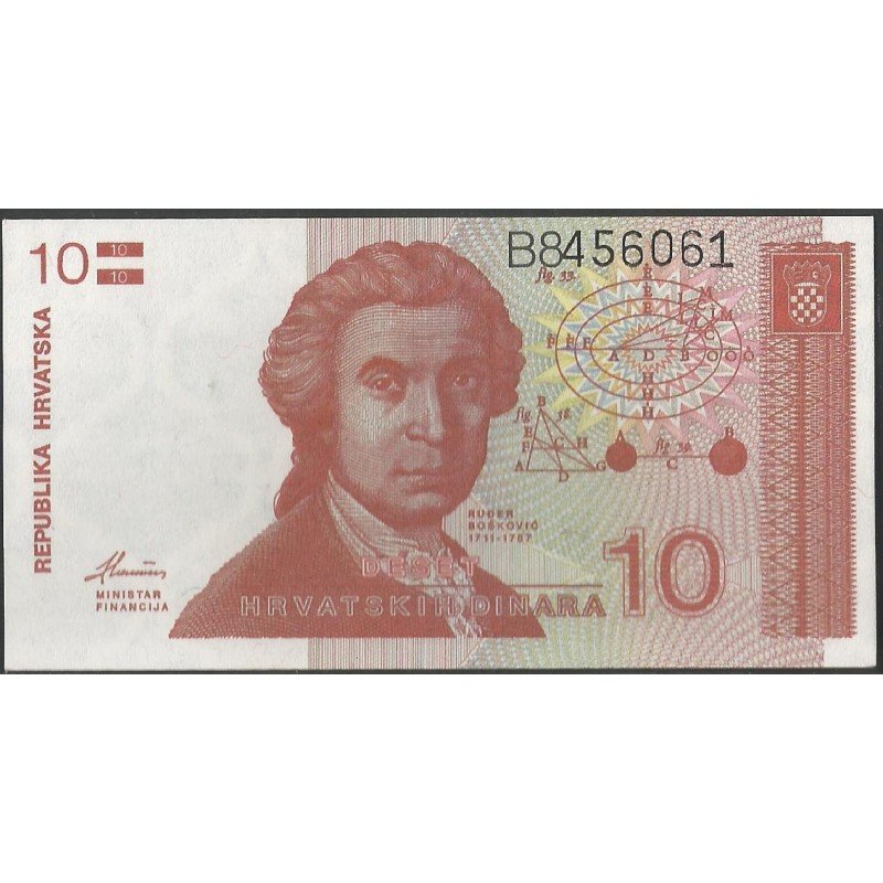 Croacia, 10 Dinara 8 Oct 1991 P18a