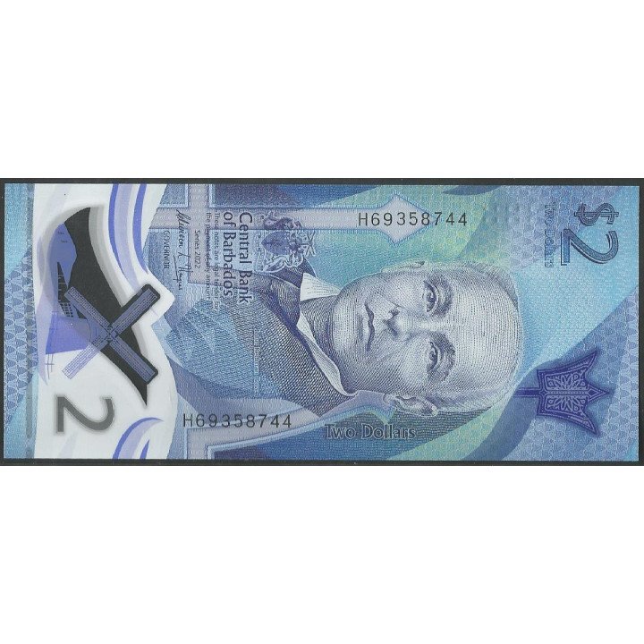 Barbados, 2 Dollars 2022 P80a
