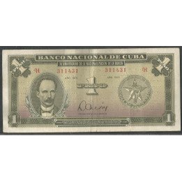 Cuba, 1 Peso 1975 Conmemorativo 15° aniv. Nacionalizacion de la banca P106