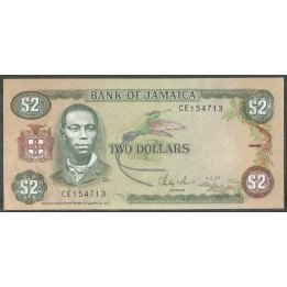 Jamaica, 2 Dollars 1 Feb 1987 P69b