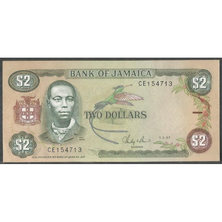Jamaica, 2 Dollars 1 Feb 1987 P69b
