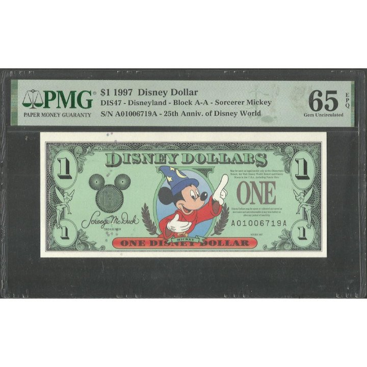 Disney, 1 Dollar 1997 Mickey Hechicero Serie AA DIS047