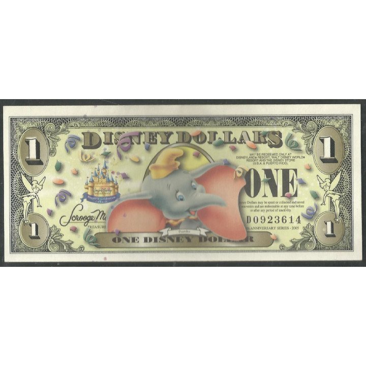 Disney, 1 Dollar 2005 Dumbo 50° Aniversario Codigo de barras DIS095 Legacy 58PPQ
