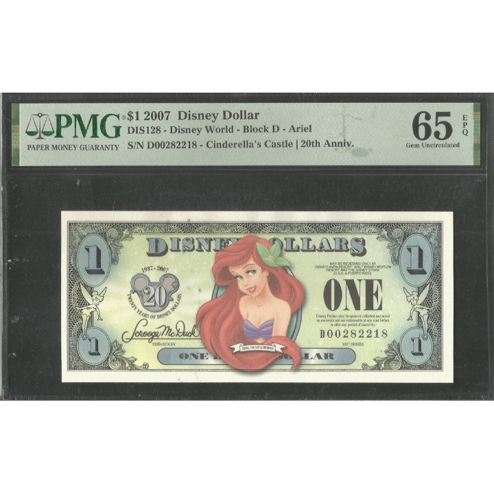 Disney, 1 Dollar 2007 Ariel Serie D DIS128 PMG65EPQ